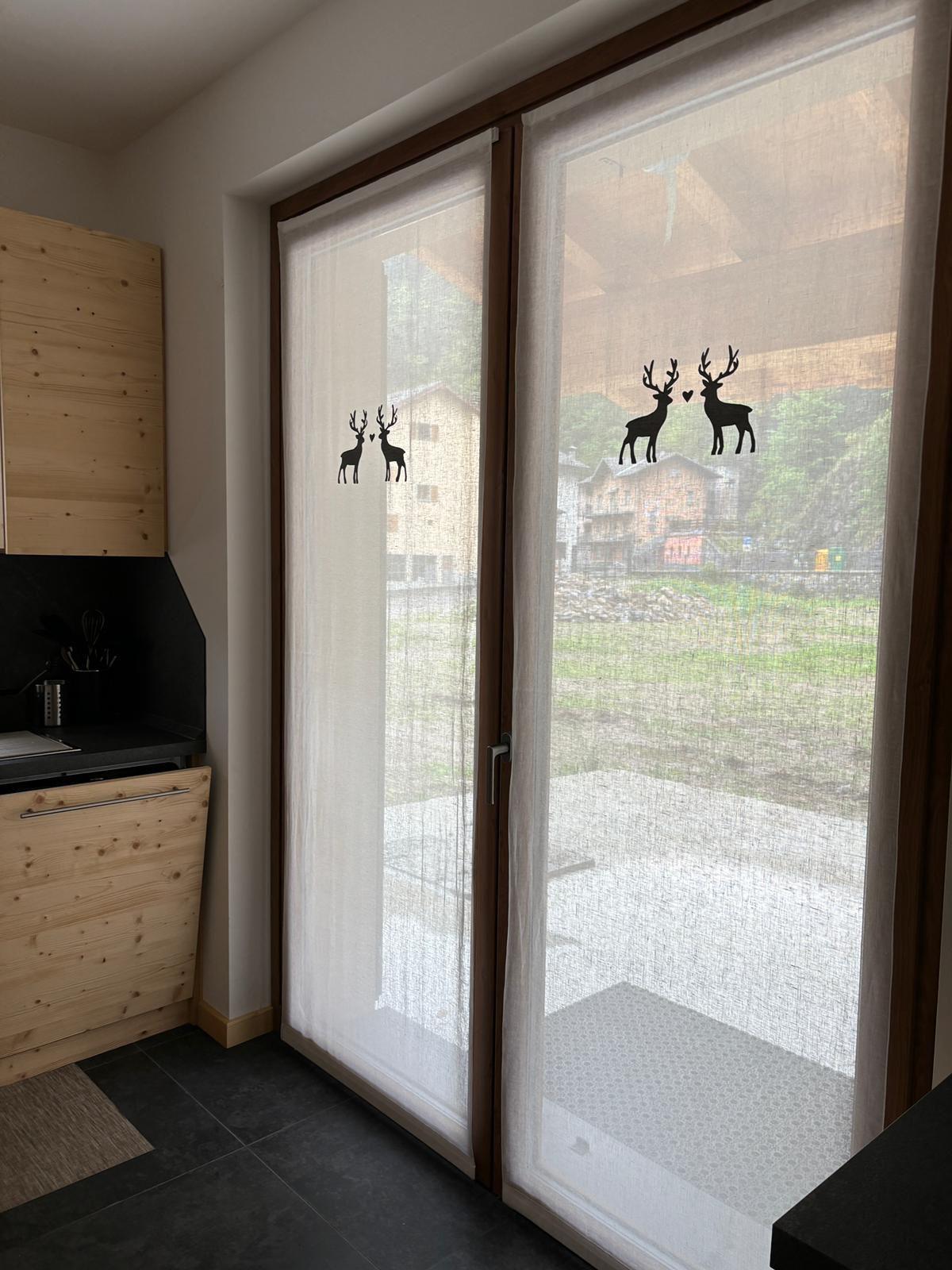 Heimtexland Tenda Con Occhielli Effetto Lino - Motivo Cervo Blu Naturale, 245x135 Cm, Tipo 642
