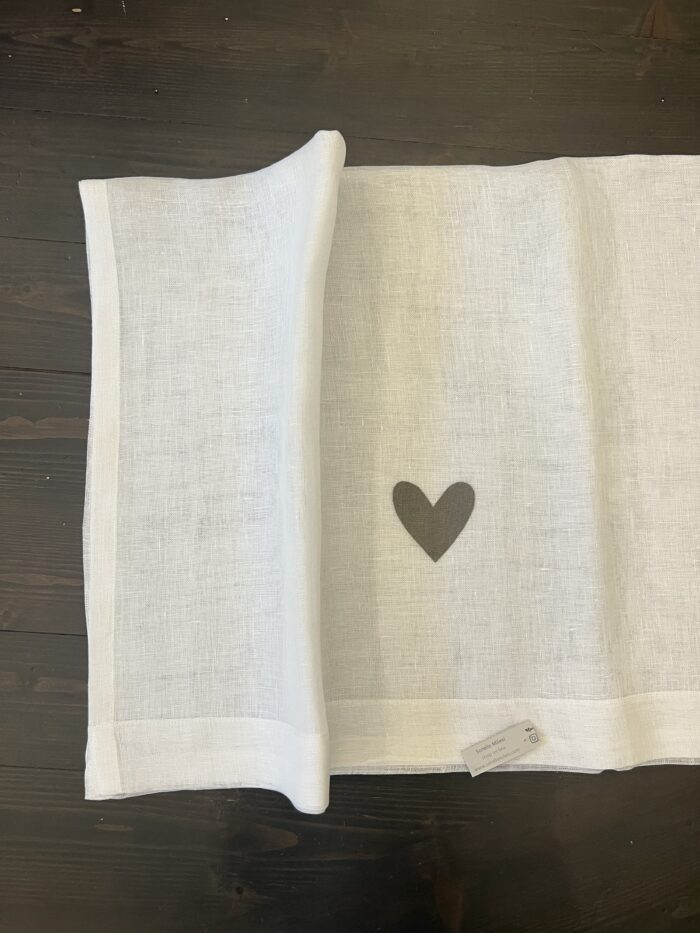 Tenda lino bianco leggero cuore moderno fango - immagine 2