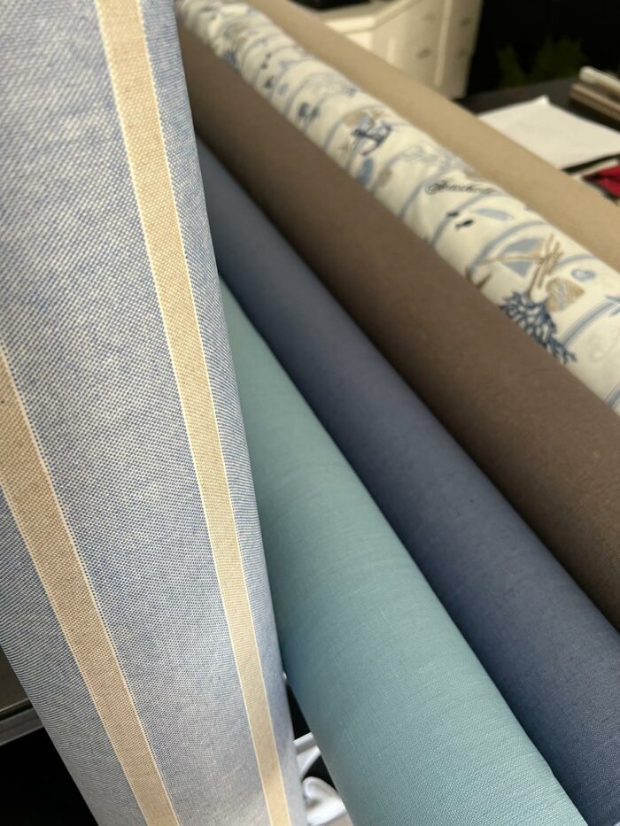 COTONE Cerato rigato azzurro/sabbia - immagine 2
