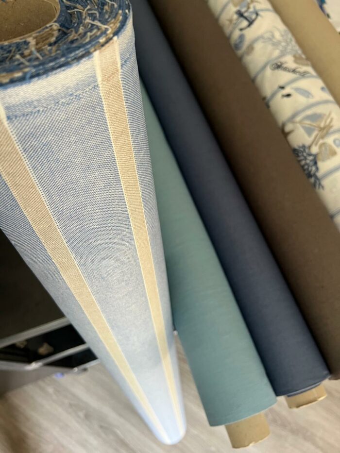 COTONE Cerato rigato azzurro/sabbia