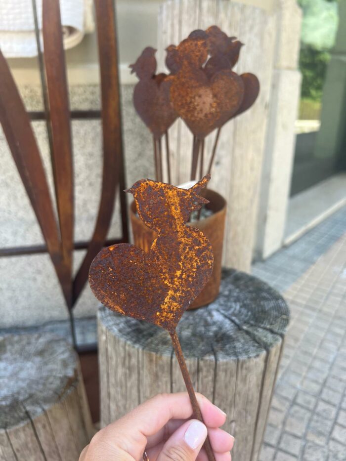 Decoro in ferro cuore+uccellino