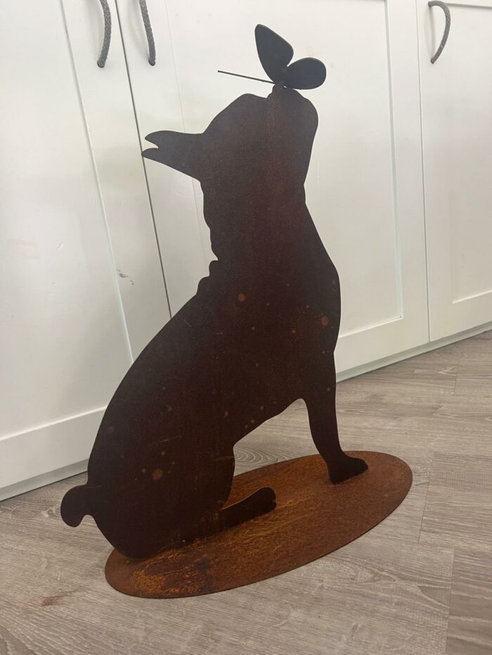 Bulldog francese in ferro con farfalla - immagine 3