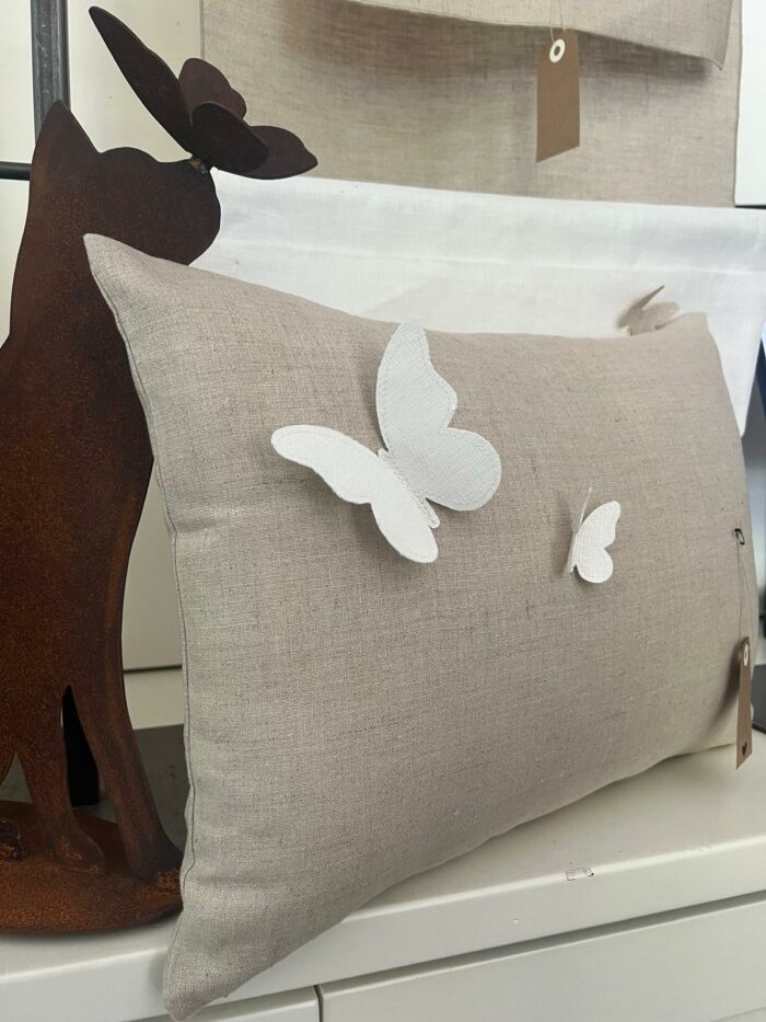 Cuscino lino farfalle